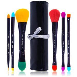 Vegan Makeup Brushes - LUNA - 6 PC Double Sided Travel Make up Brushes